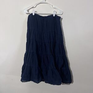 Vintage American Eagle Navy Cotton Y2K Fairy Tiered Maxi Skirt Size 6 Festival